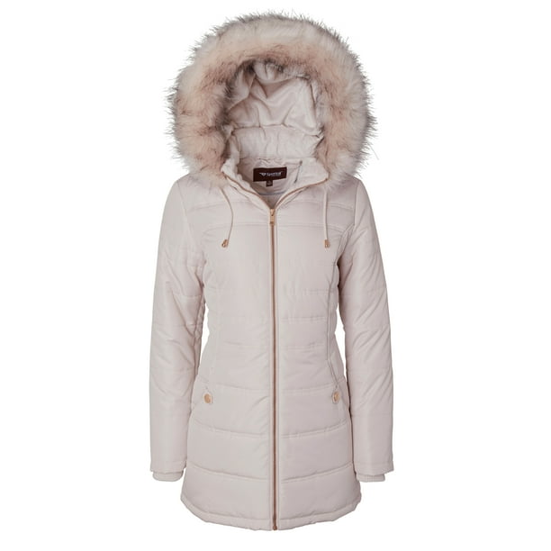 Women's Long Down Alternative Puffer Coat Detachable Plush Lined Fur Trim Hood Women's Long Down Alternative Puffer Coat Detachable Plush Lined Fur Trim Hood